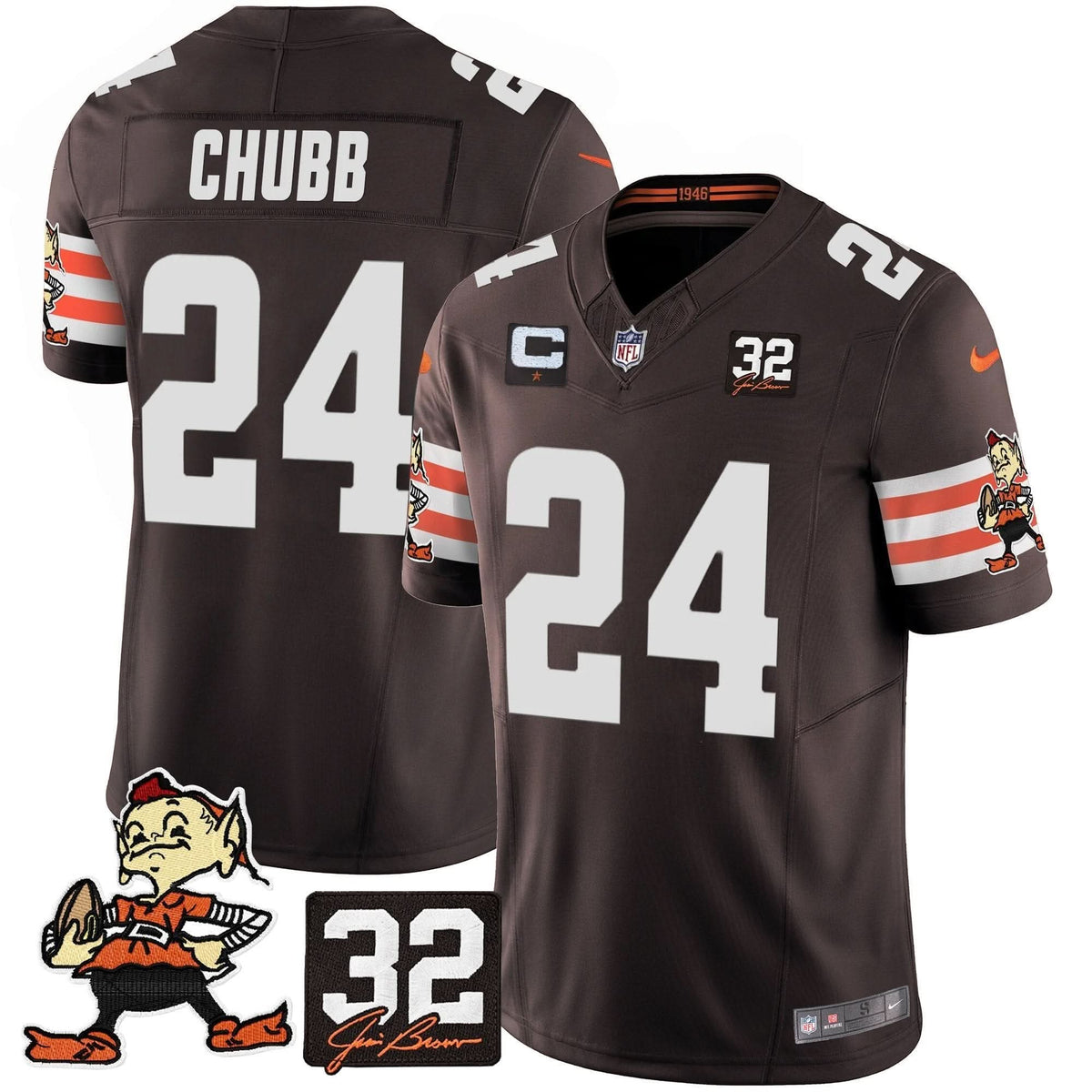 CLE #32 Jim Brown Memorial Patch Vapor Limited Jersey V2