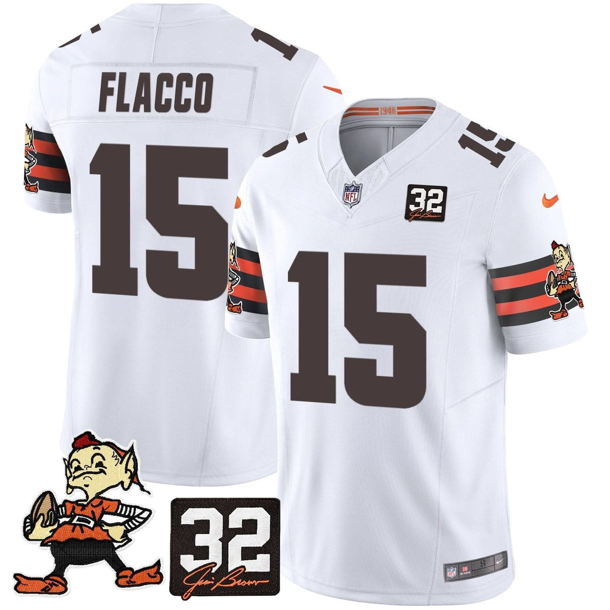 CLE #32 Jim Brown Memorial Patch Vapor Limited Jersey V2