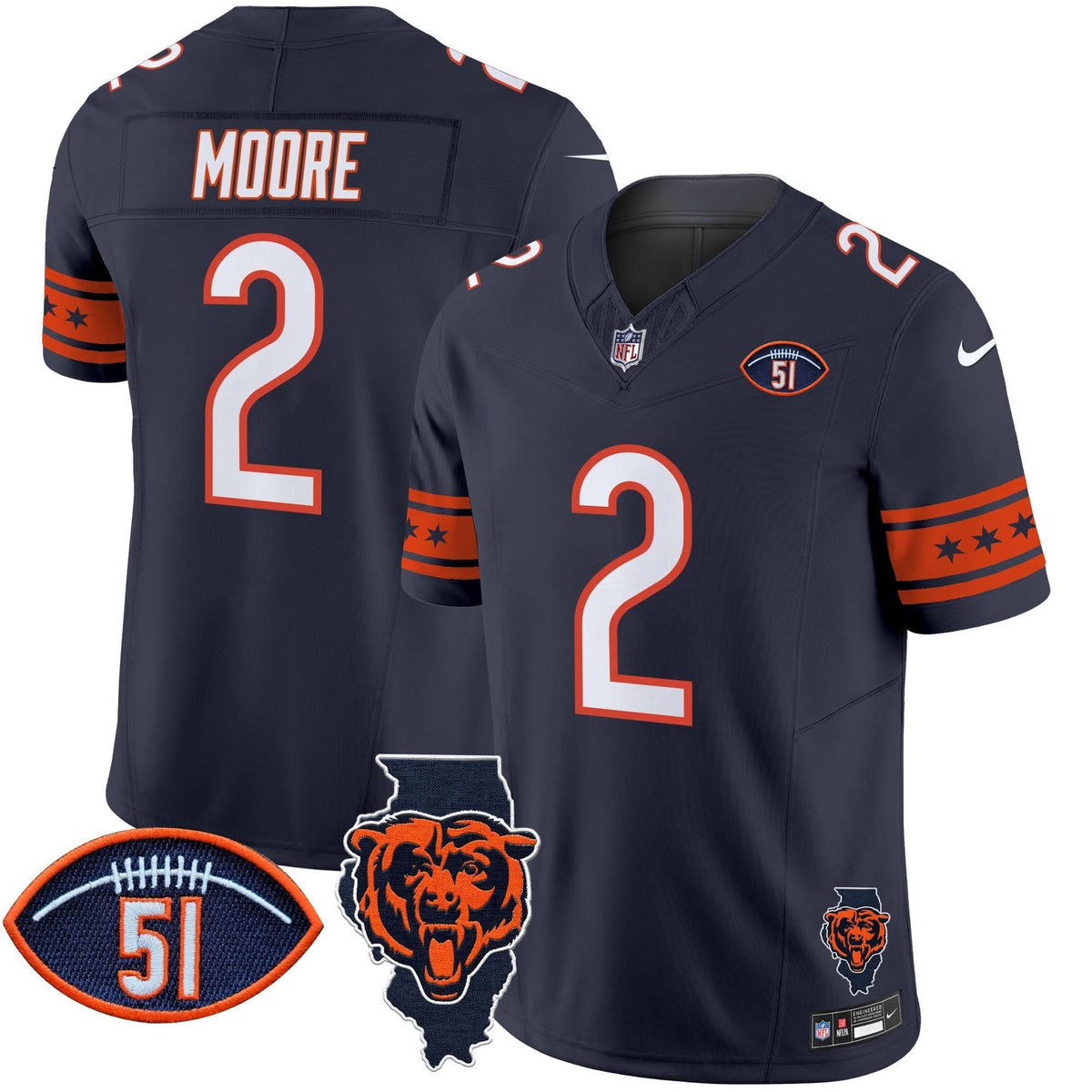 CHI Illinois & Dick Butkus Patch Vapor Limited Jersey
