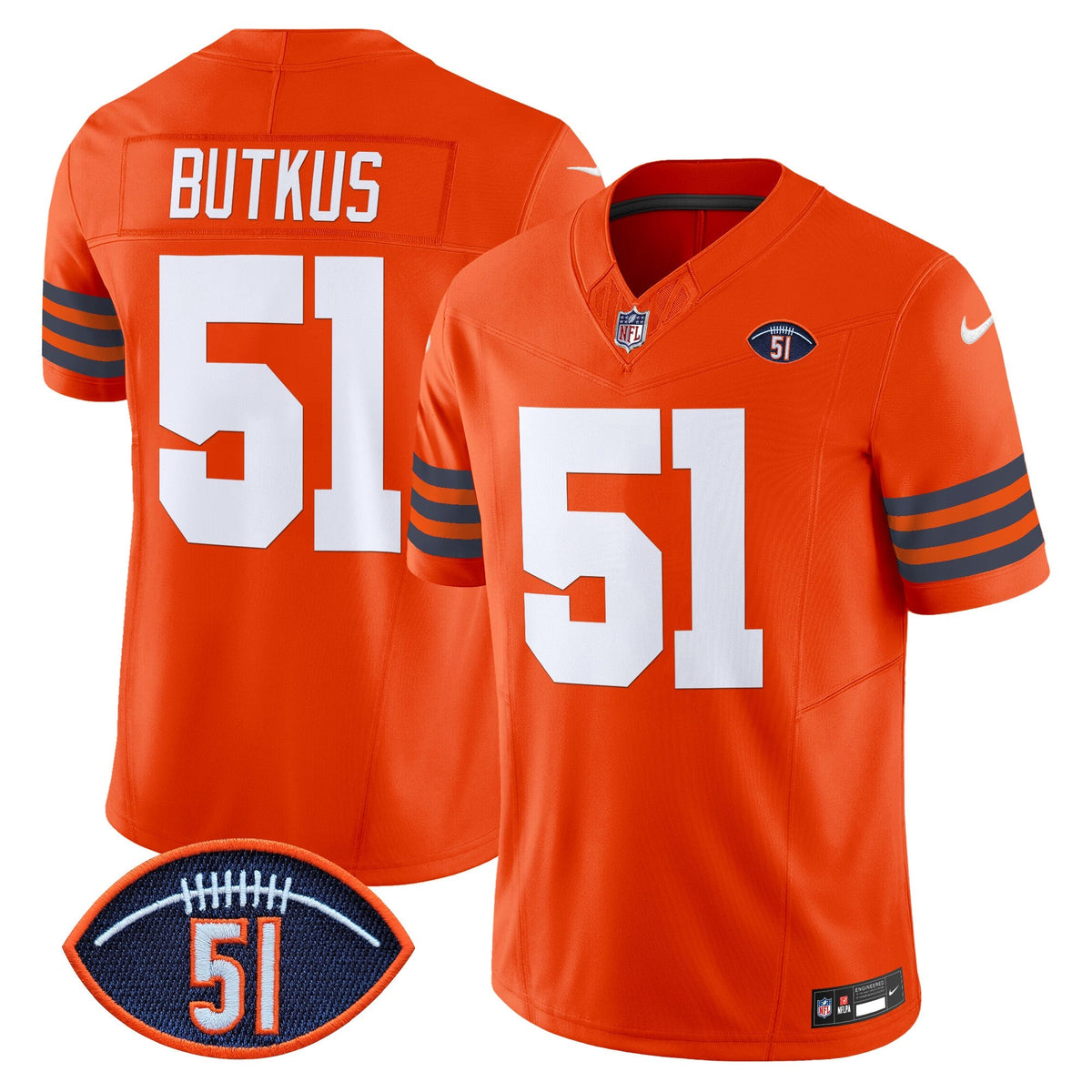 CHI Dick Butkus Patch Throwback Vapor Limited Jersey