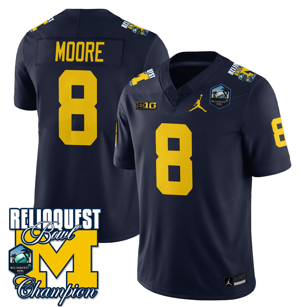 Men's Michigan Wolverines 2024 ReliaQuest Bowl Champions Jersey - All Stitched