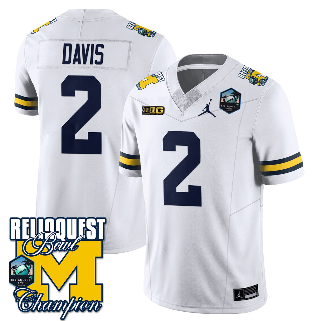 Men's Michigan Wolverines 2024 ReliaQuest Bowl Champions Jersey - All Stitched