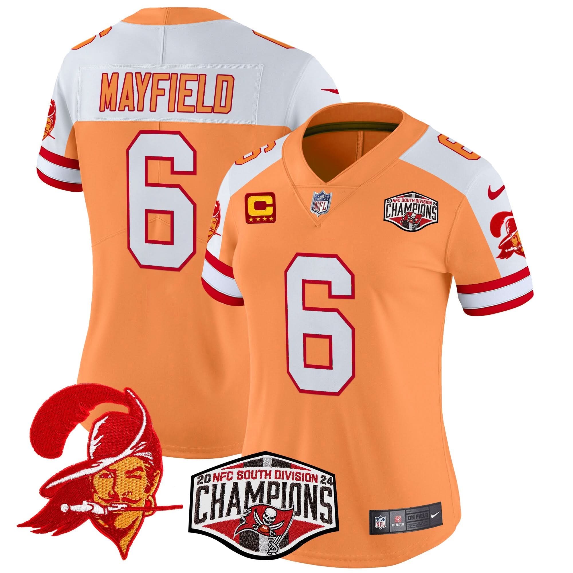 Women's TBB Creamsicle 2024 NFC South Division Champions Patch Vapor Limited Jersey - All Stitched