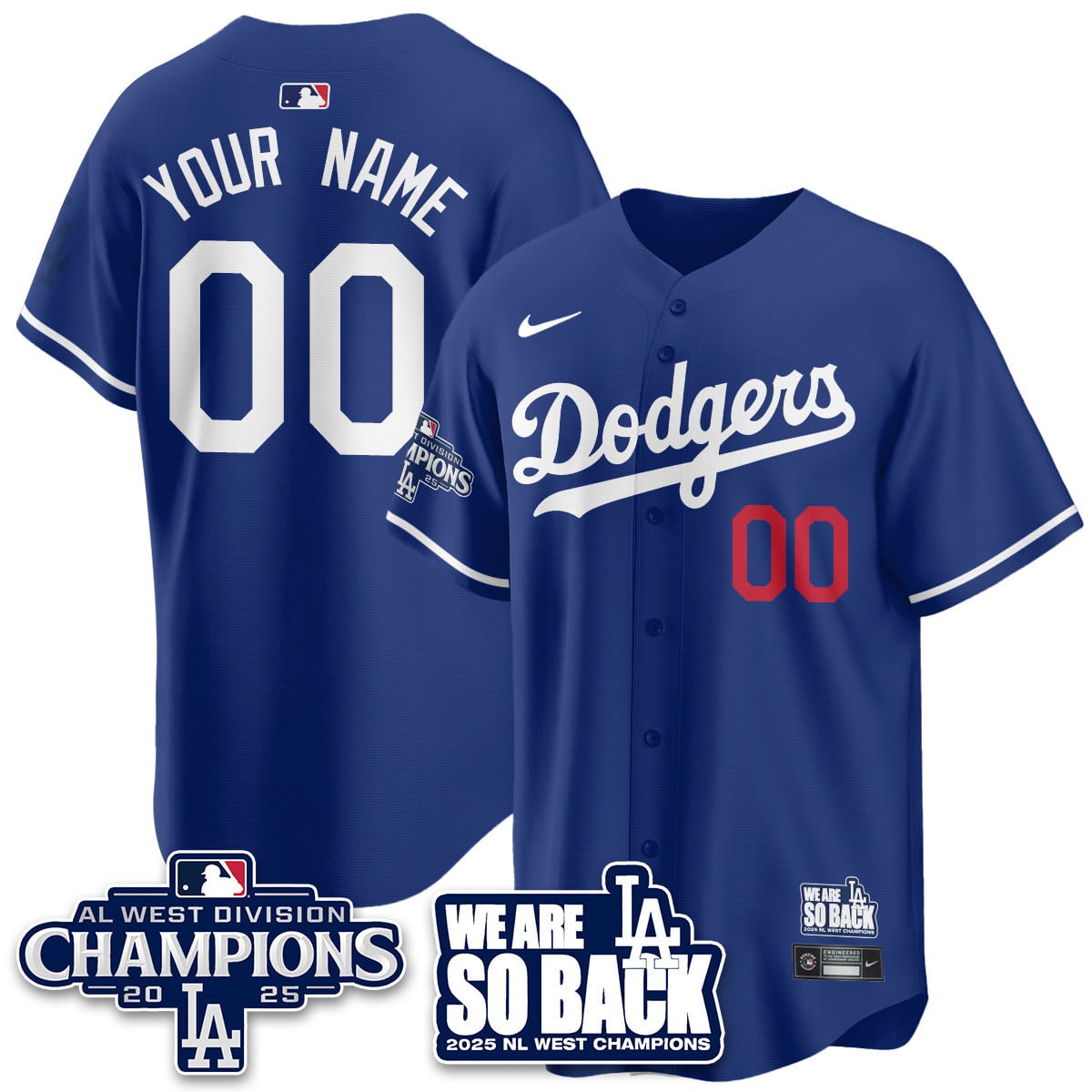 Men's Los Angeles Dodgers 2025 NL West Division Champions Jersey - All Stitched