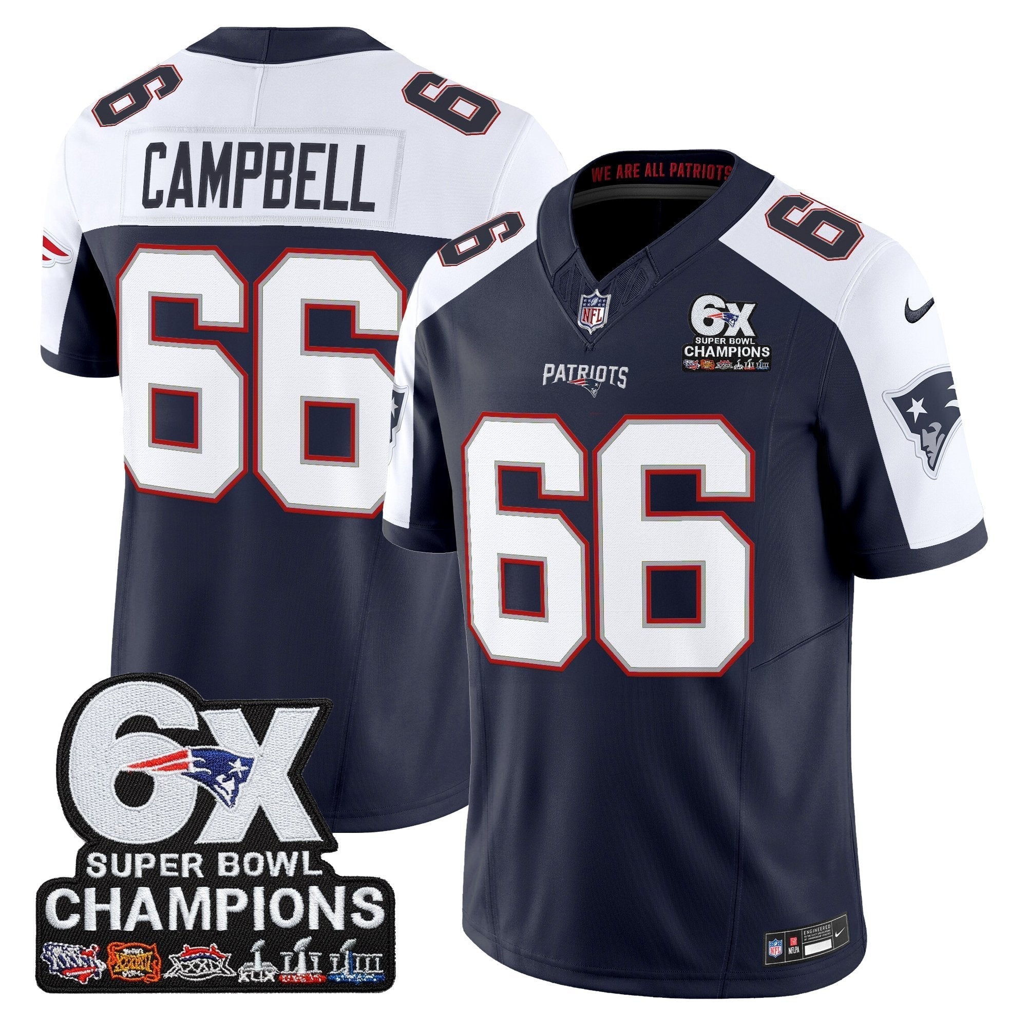 NE 6-Time Champions Patch Vapor Limited Jersey