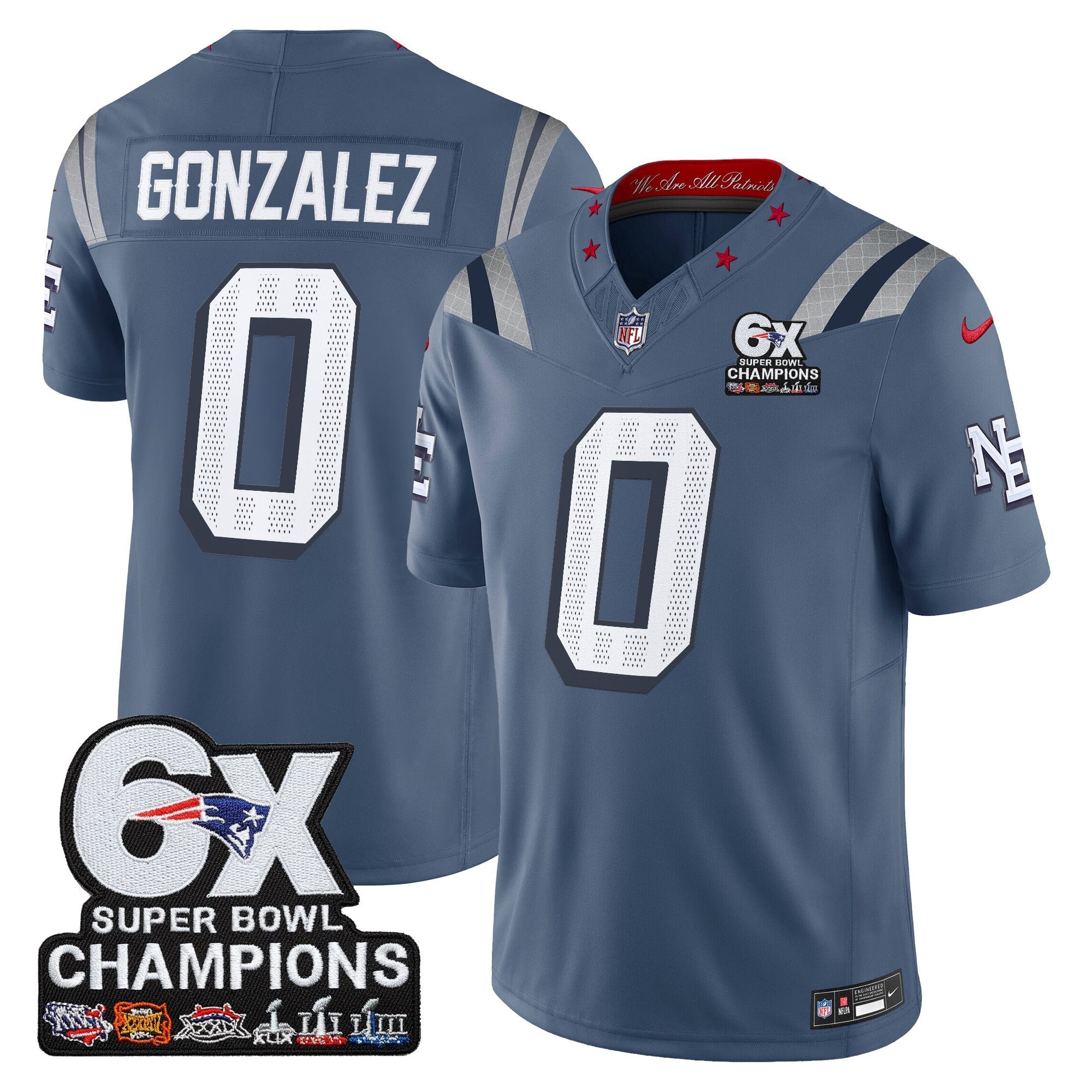 NE 6-Time Champions Patch Vapor Limited Jersey