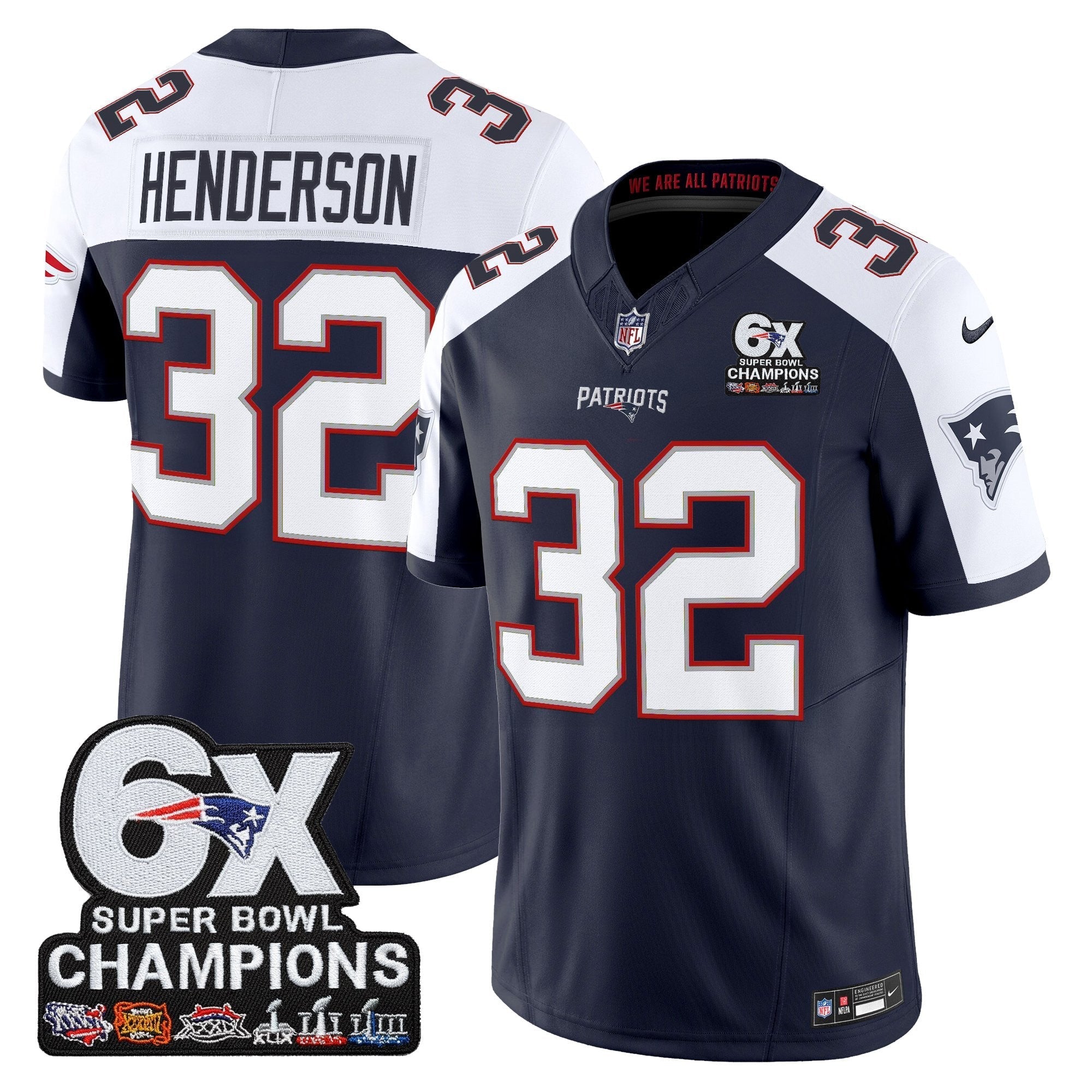 NE 6-Time Champions Patch Vapor Limited Jersey