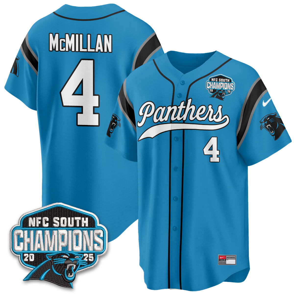CAR NFC South Division Champions Vapor Limited Baseball Jersey - All Stitched