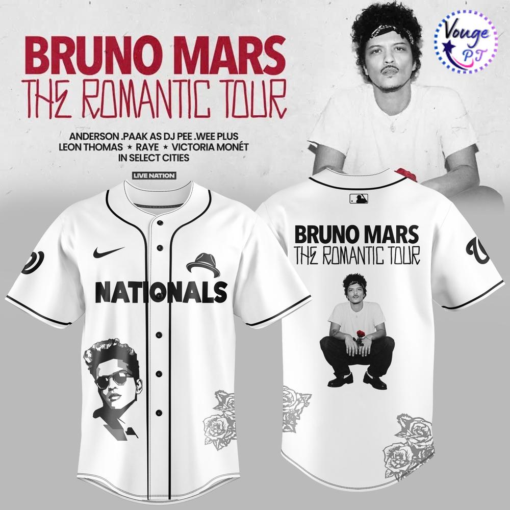 Washington Nationals x Bruno Mars The Romantic Tour 2026 Baseball Jersey