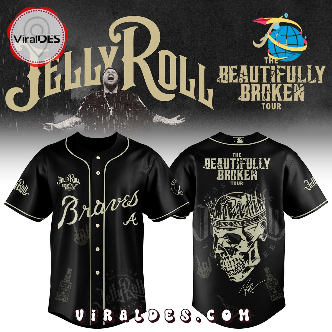 Atlanta Braves x Jelly Roll Tour Baseball Jersey