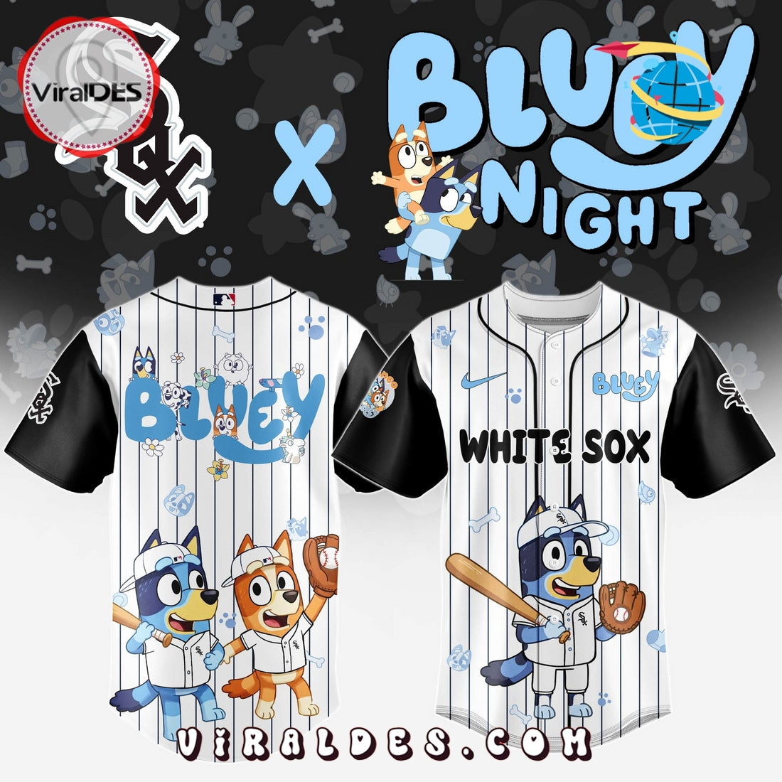 Chicago White Sox MLB Bluey And Bingo Baseball Jersey