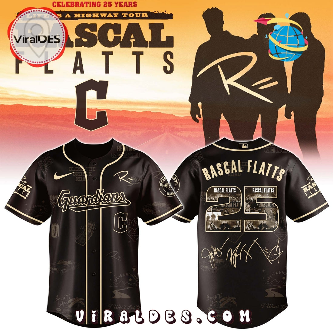Cleveland Guardians MLB x Rascal Flatts Life Is a Highway Tour Jersey