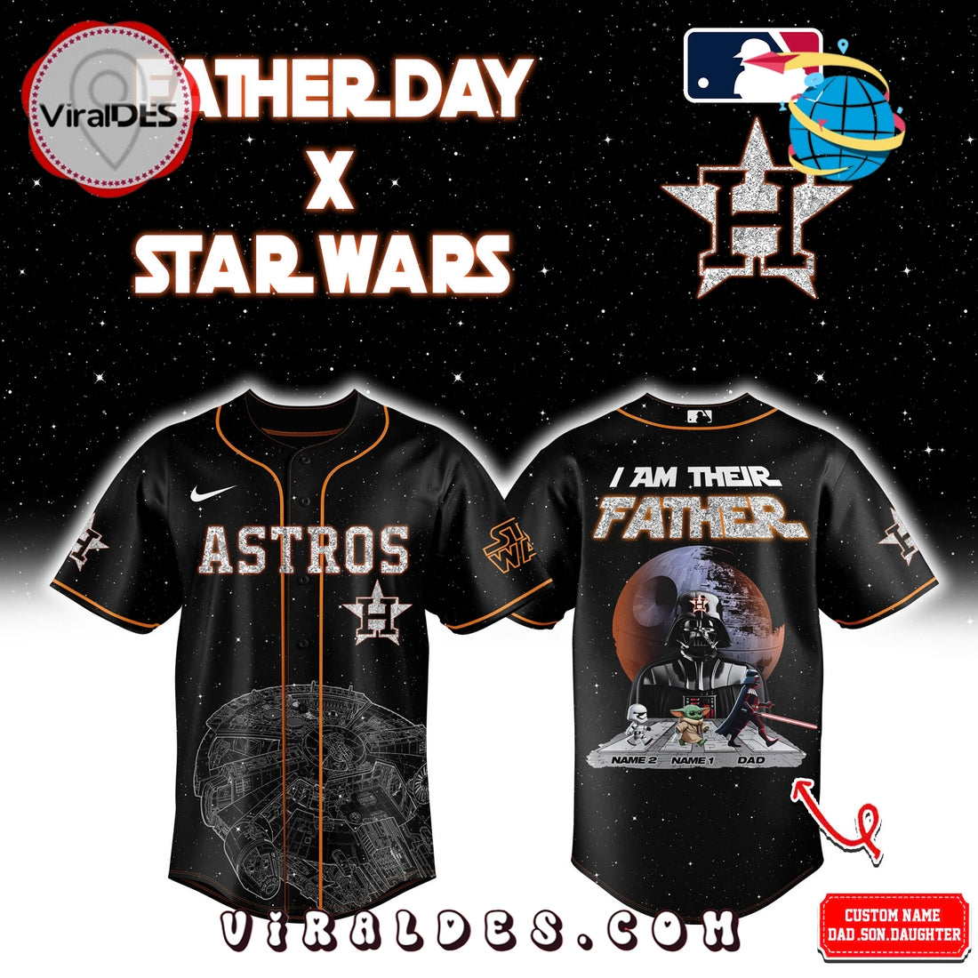 Father Day Star Wars Version x Houston Astros Baseball Jersey