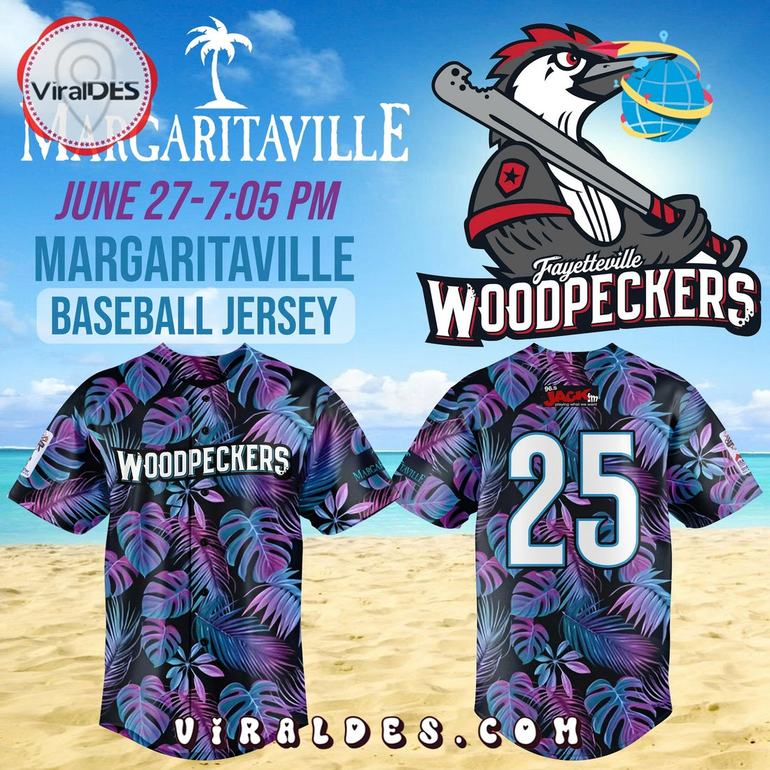 Fayetteville Woodpeckers x Margaritaville Night Jersey