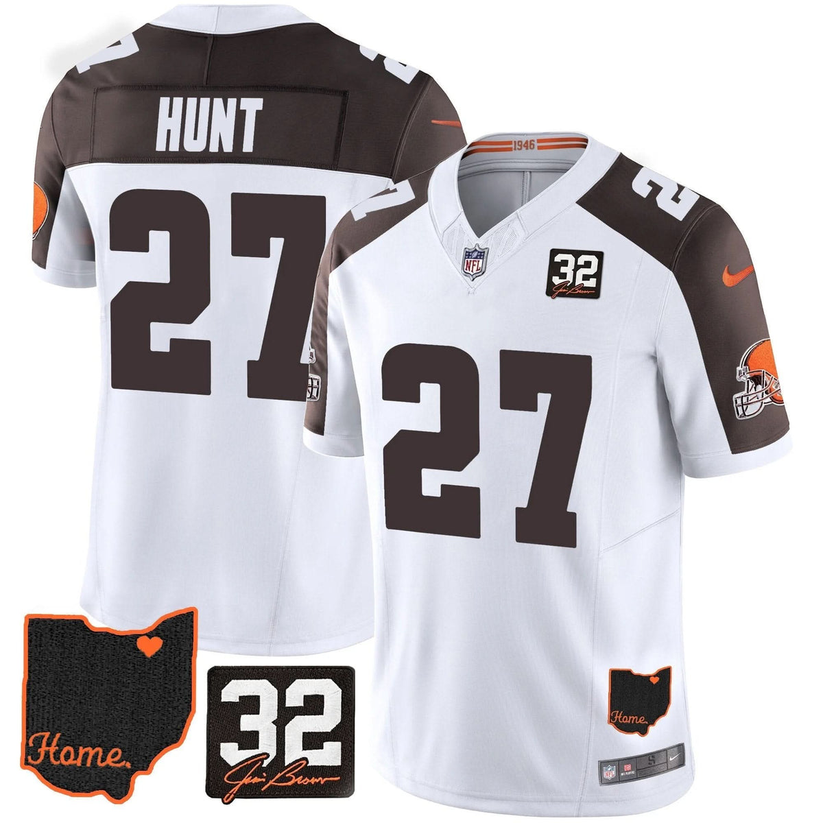 CLE #32 Jim Brown Memorial & Home Patch Jersey V3
