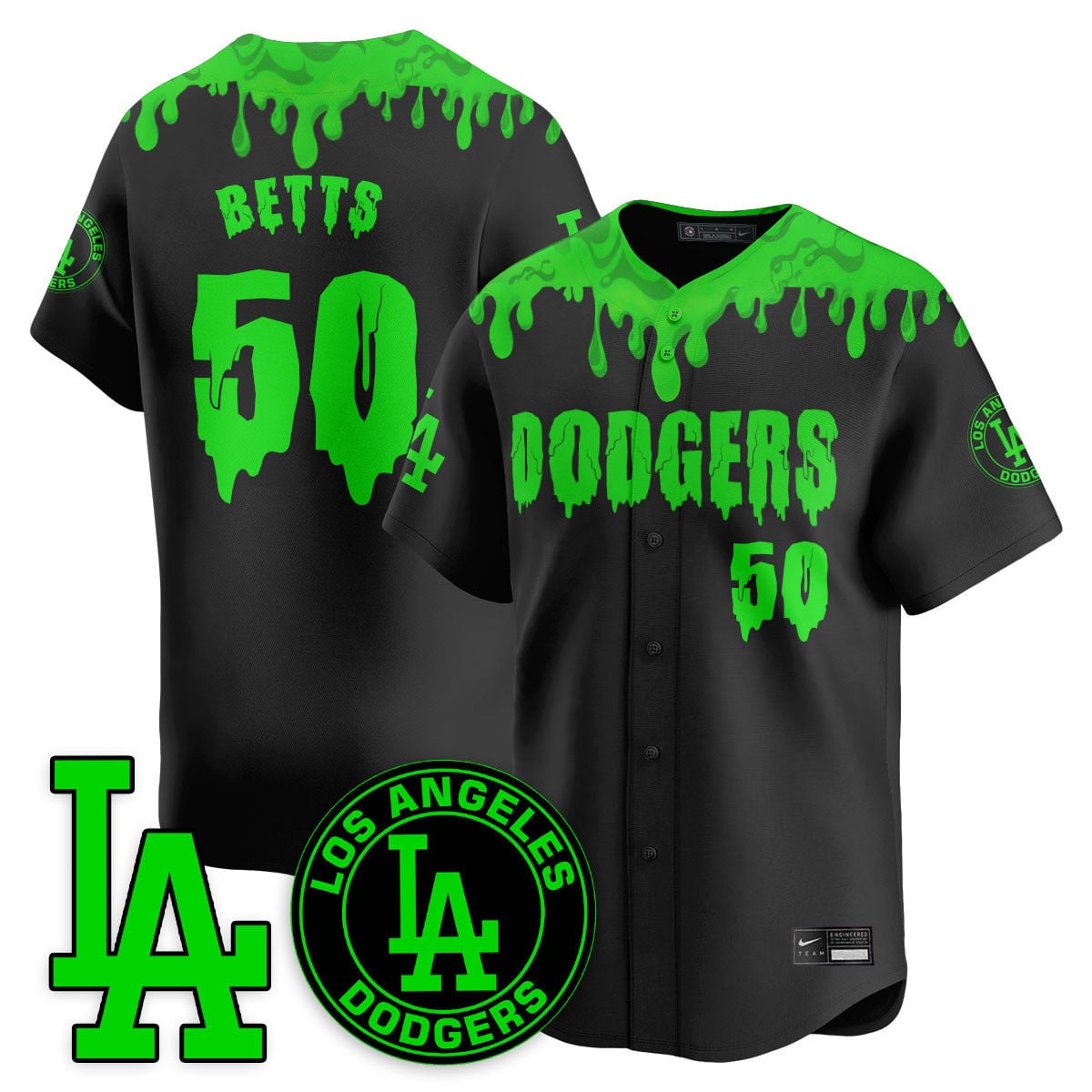 Custom Los Angeles Dodgers "Slime Night Special" Jersey - Stitched
