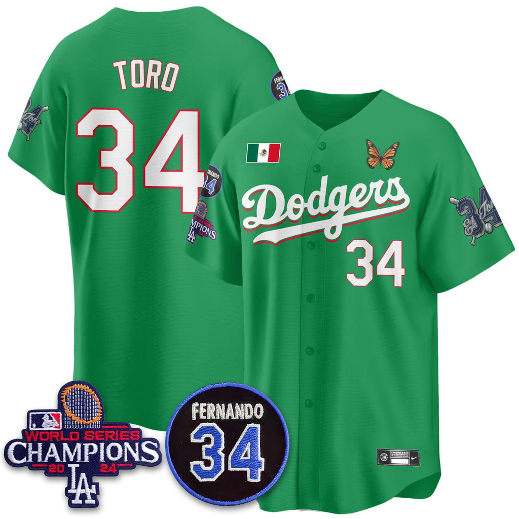 Los Angeles Dodgers Mexican "For 34" Custom Jersey - All Stitched