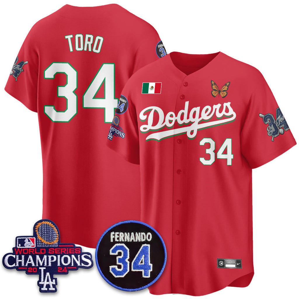 Los Angeles Dodgers Mexican "For 34" Custom Jersey - All Stitched