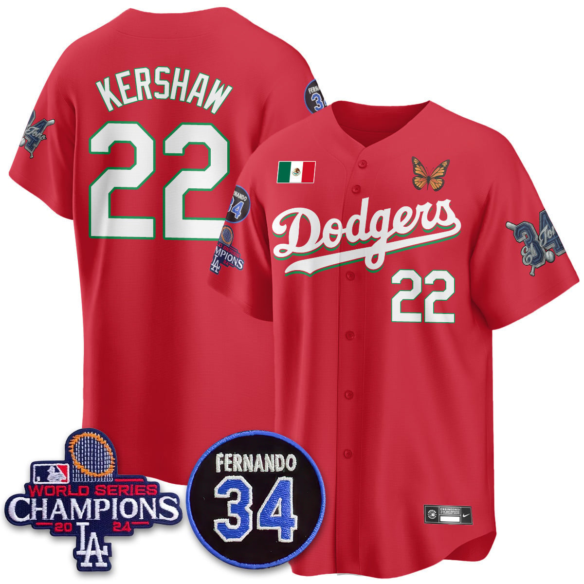 Los Angeles Dodgers Mexican "For 34" Custom Jersey - All Stitched