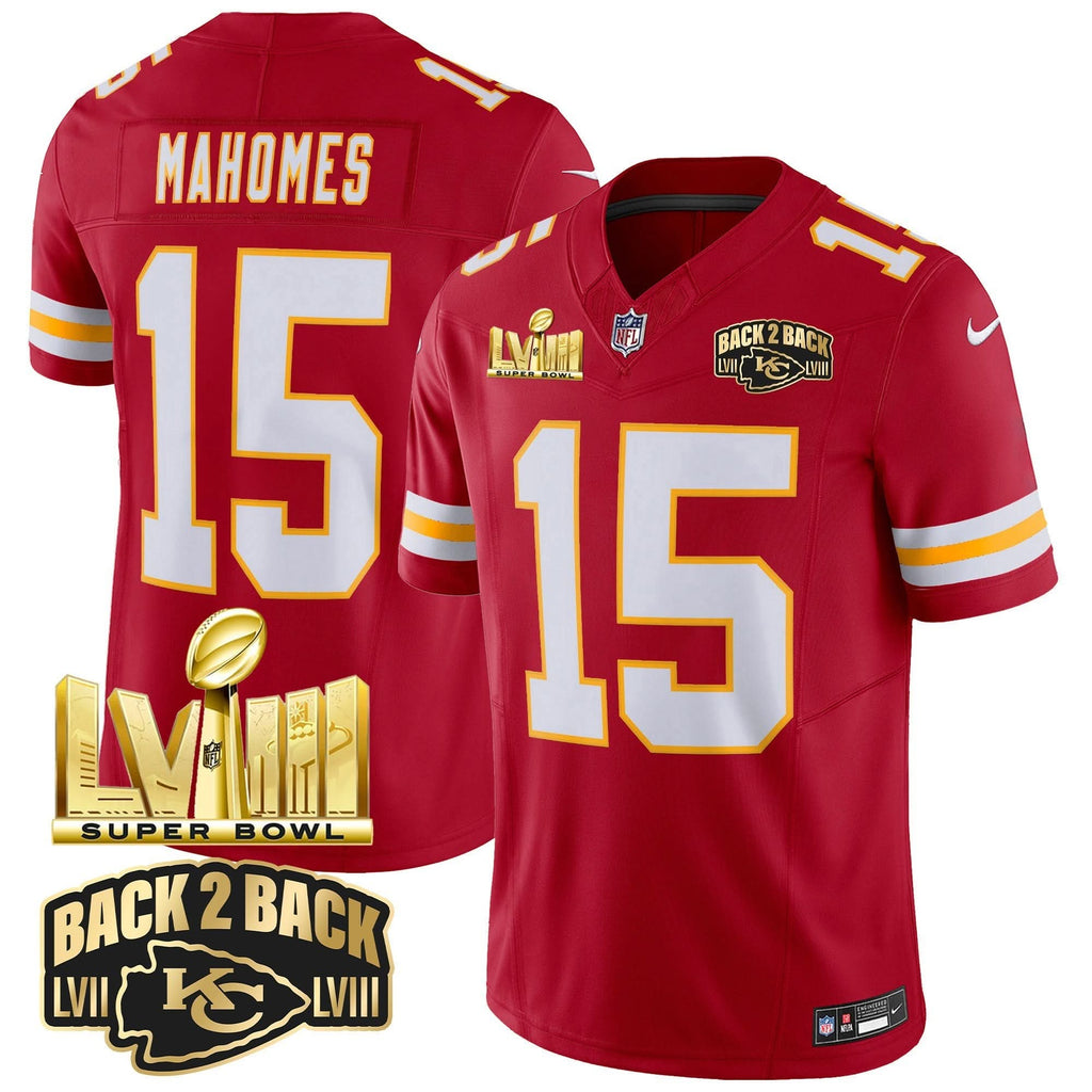 KC Super Bowl LVIII & Back 2 Back Gold Patch Vapor Jersey