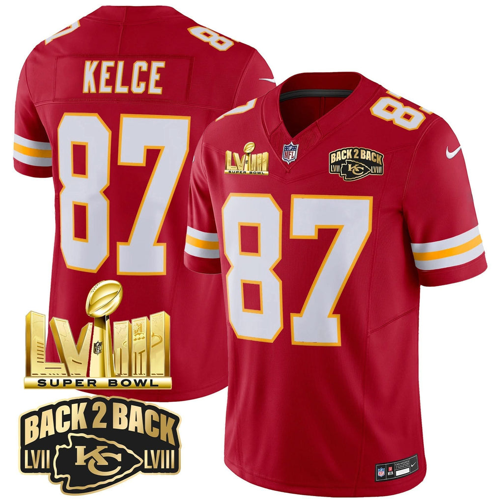 KC Super Bowl LVIII & Back 2 Back Gold Patch Vapor Jersey
