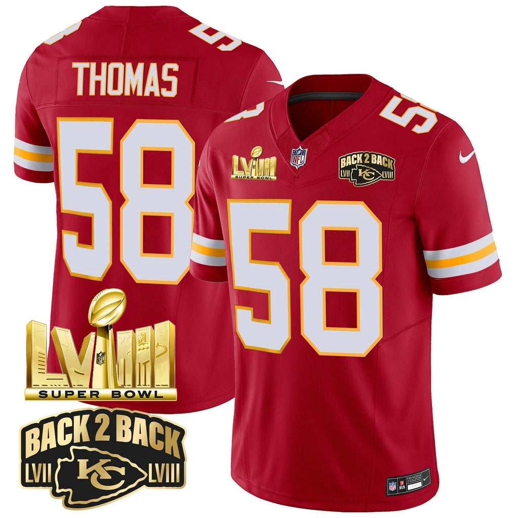 KC Super Bowl LVIII & Back 2 Back Gold Patch Vapor Jersey
