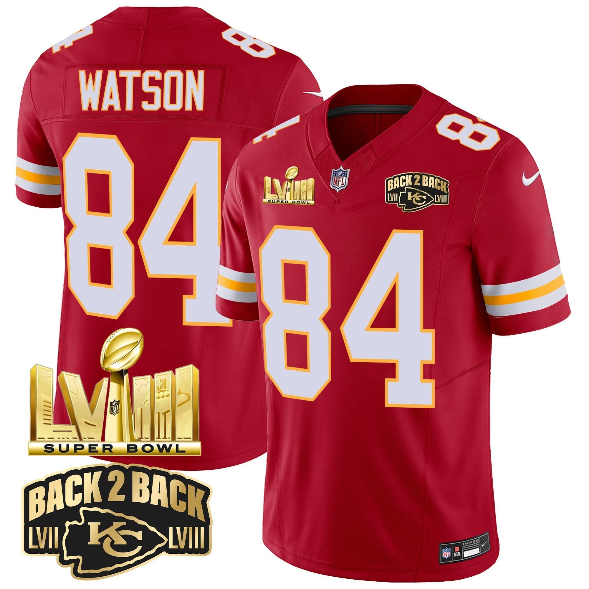 KC Super Bowl LVIII & Back 2 Back Gold Patch Vapor Jersey