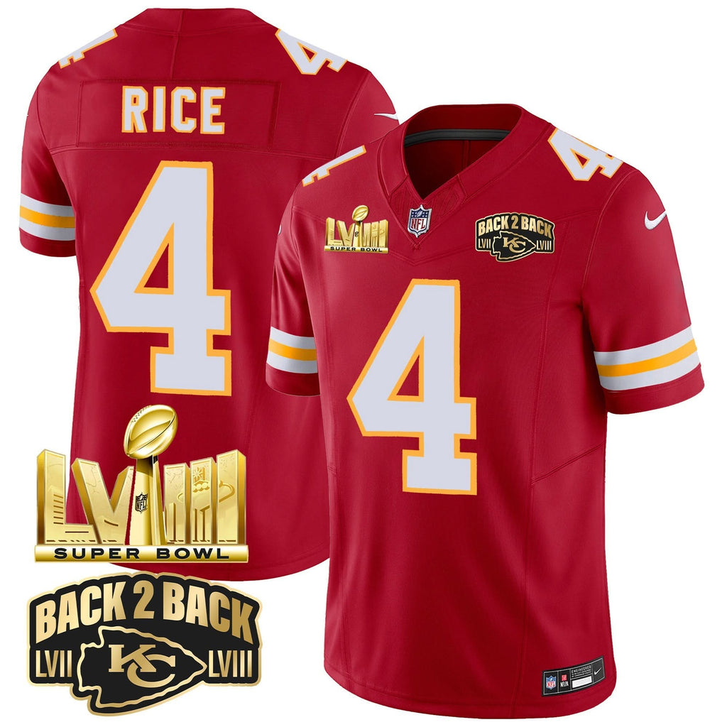 KC Super Bowl LVIII & Back 2 Back Gold Patch Vapor Jersey