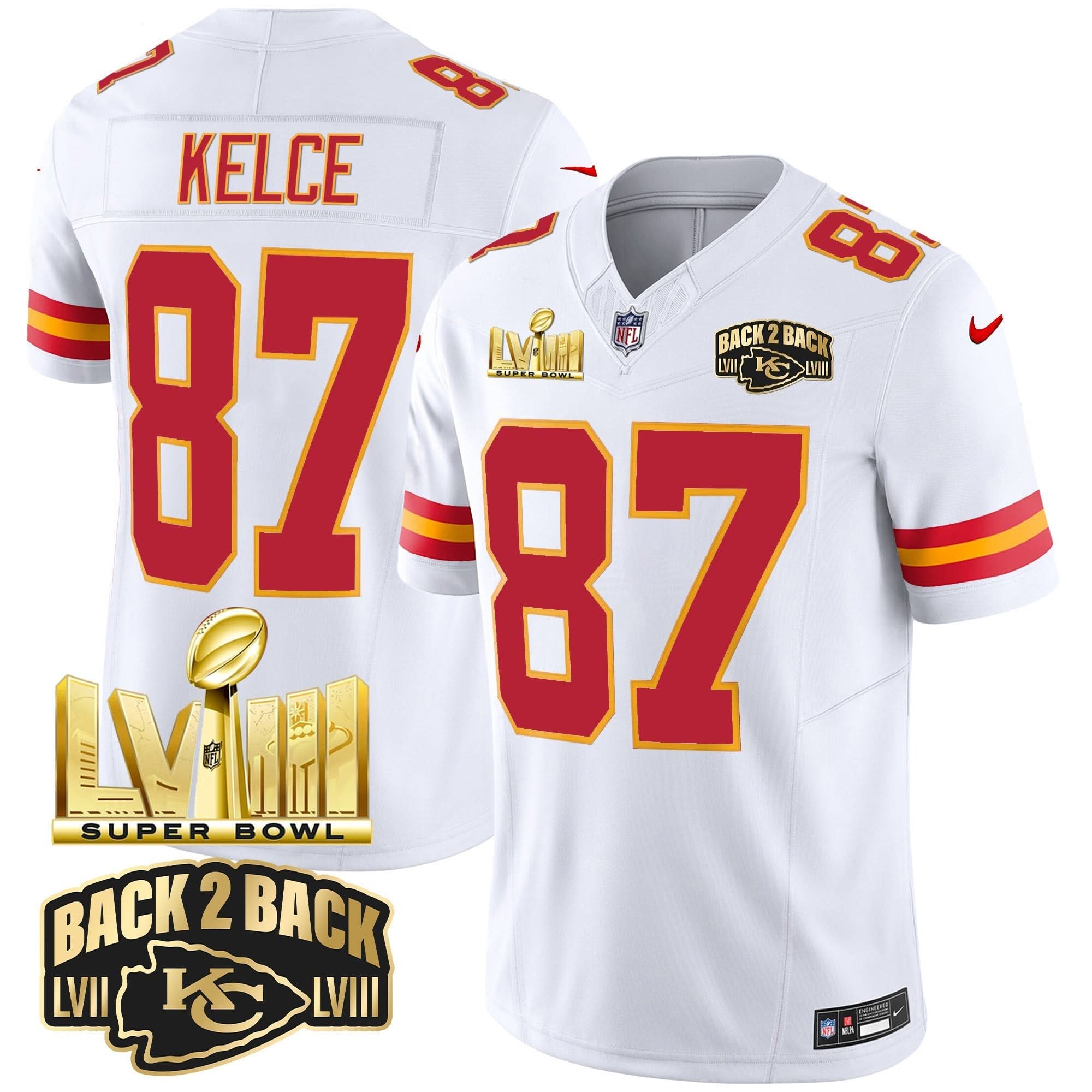KC Super Bowl LVIII & Back 2 Back Gold Patch Vapor Jersey
