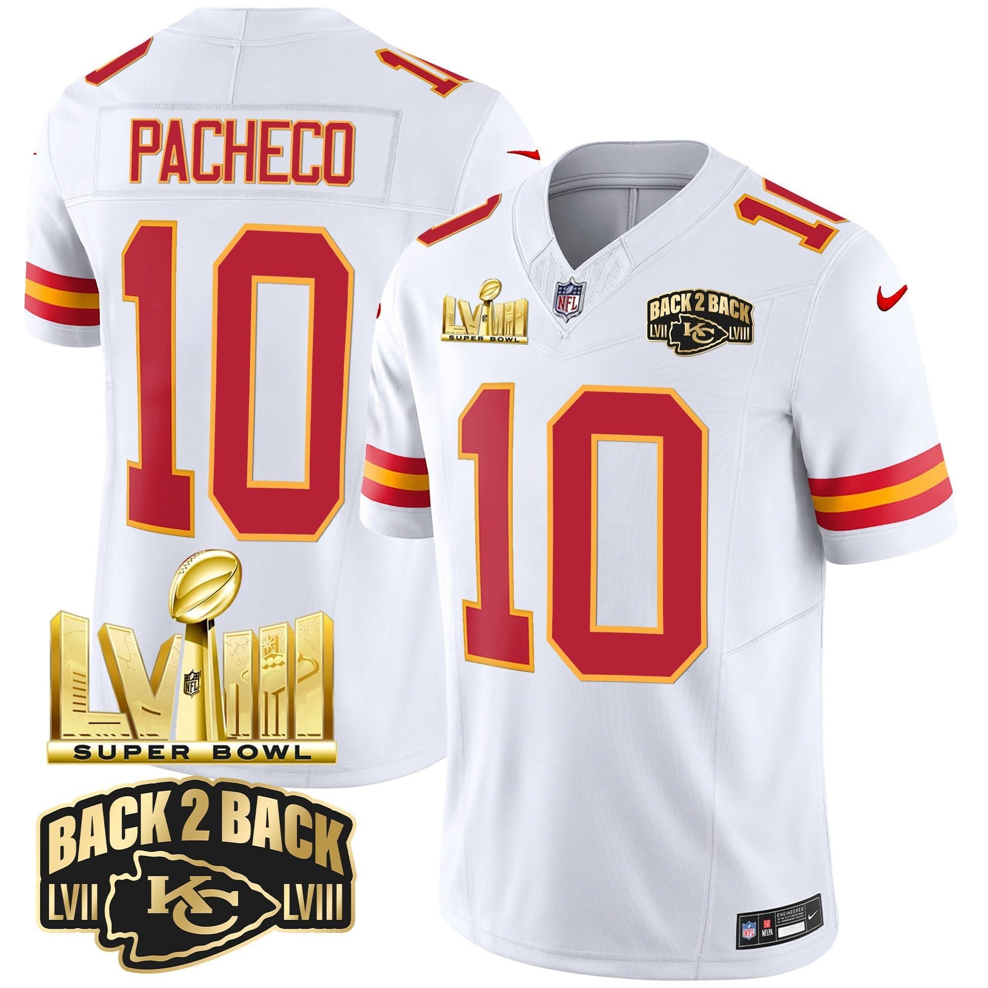 KC Super Bowl LVIII & Back 2 Back Gold Patch Vapor Jersey