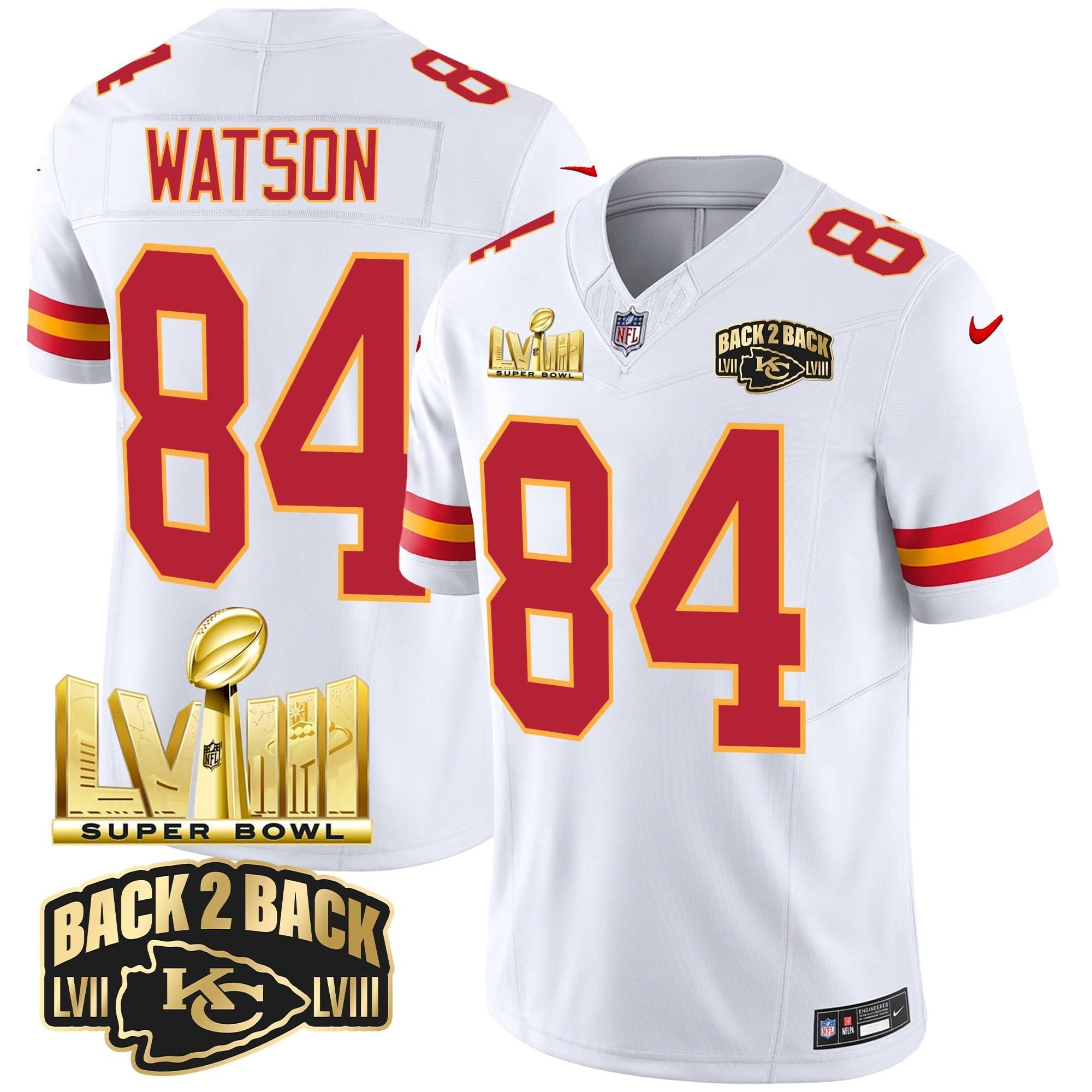 KC Super Bowl LVIII & Back 2 Back Gold Patch Vapor Jersey