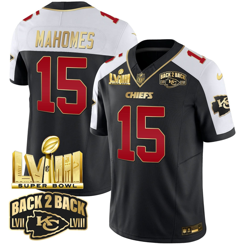 KC Super Bowl LVIII & Back 2 Back Gold Patch Vapor Jersey