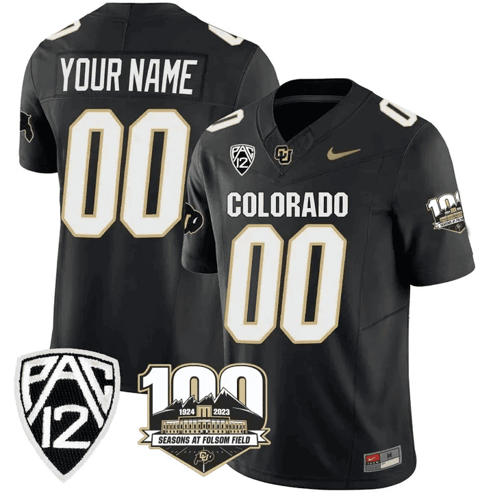 Colorado Buffaloes 100th Seasons At Folsom Field Patch Vapor Limited Custom Jersey V2- All Stitched