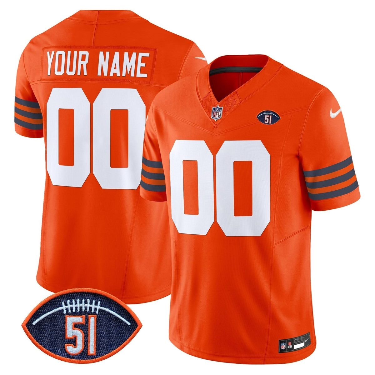 Chicago Bears Dick Butkus Patch Throwback Vapor Limited Custom Jersey - All Stitched