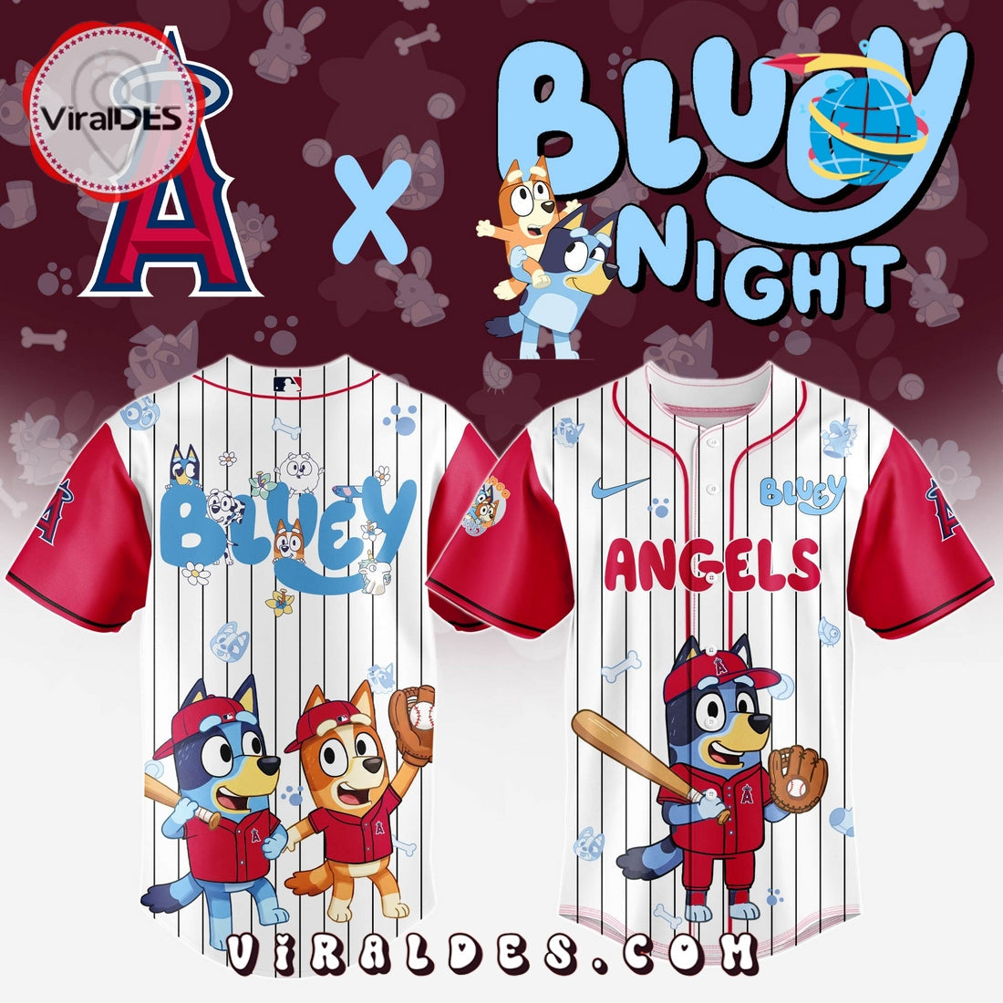 Los Angeles Angels MLB Bluey And Bingo Baseball Jersey