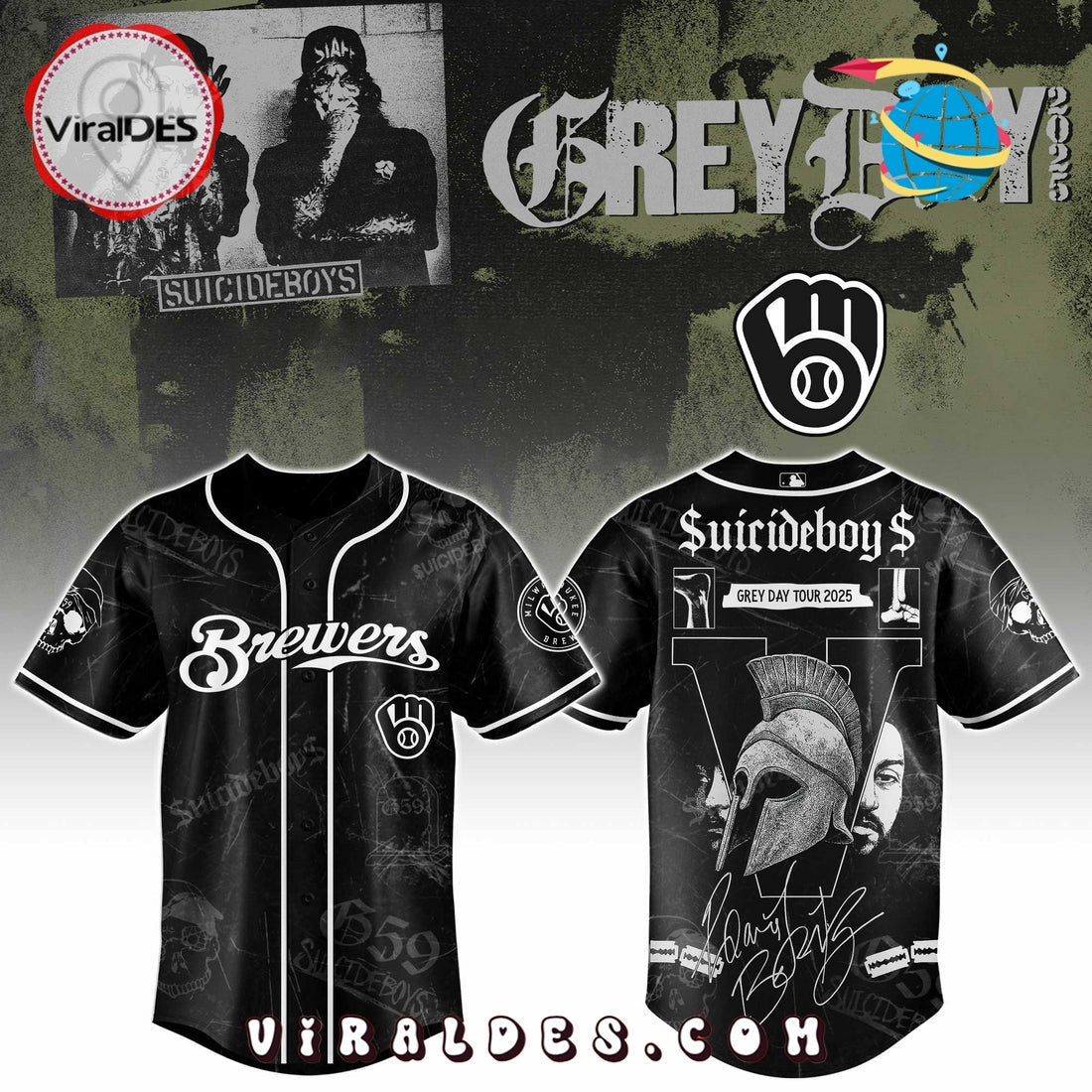 Milwaukee Brewers MLB x Suicideboys G59 Baseball Jersey