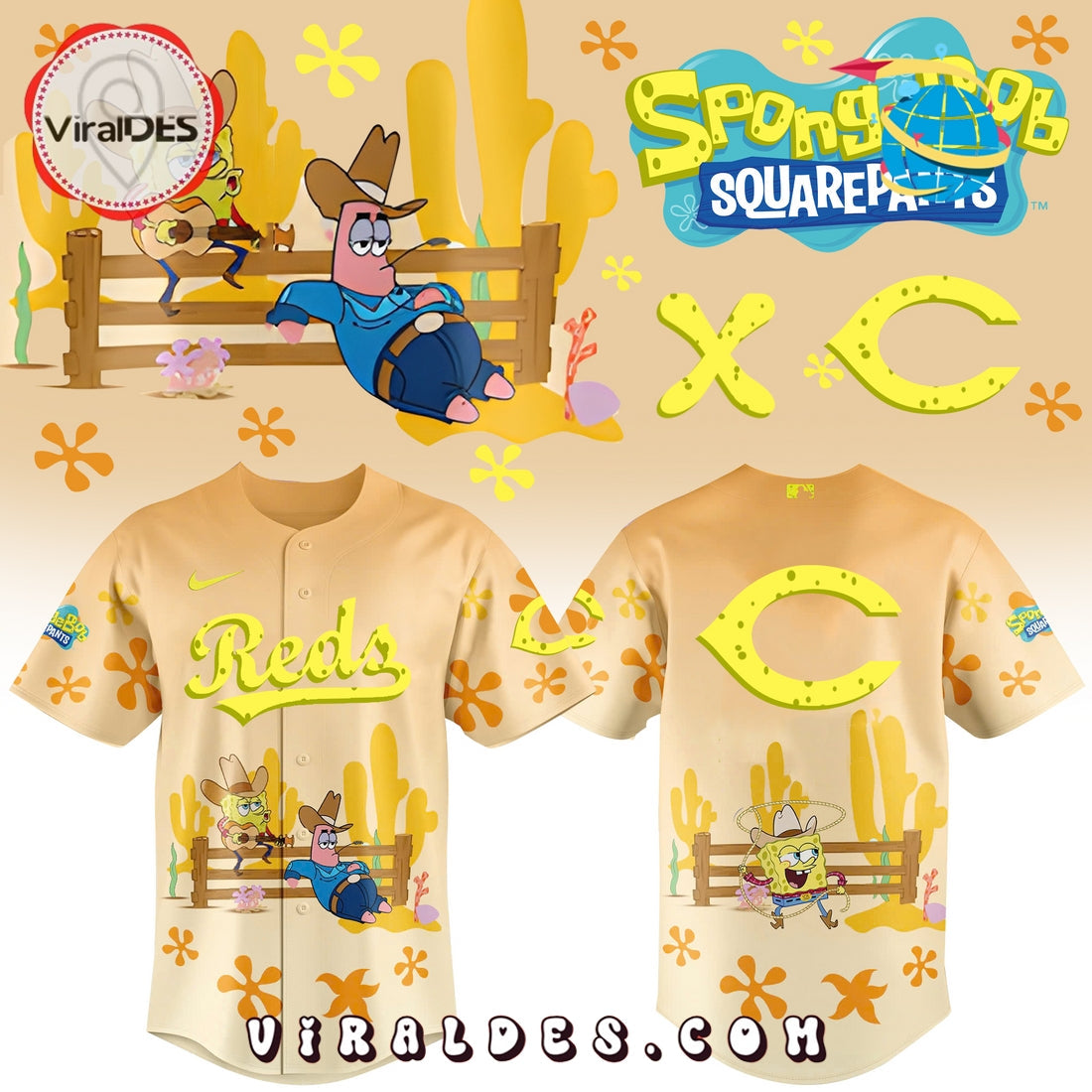 Spongebob Squarepants MLB Cincinnati Reds Baseball Jersey