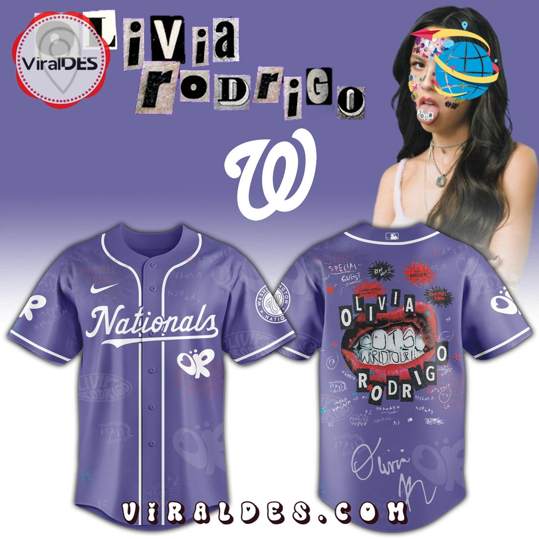 Washington Nationals MLB x Olivia Rodrigo Guts World Tour Jersey