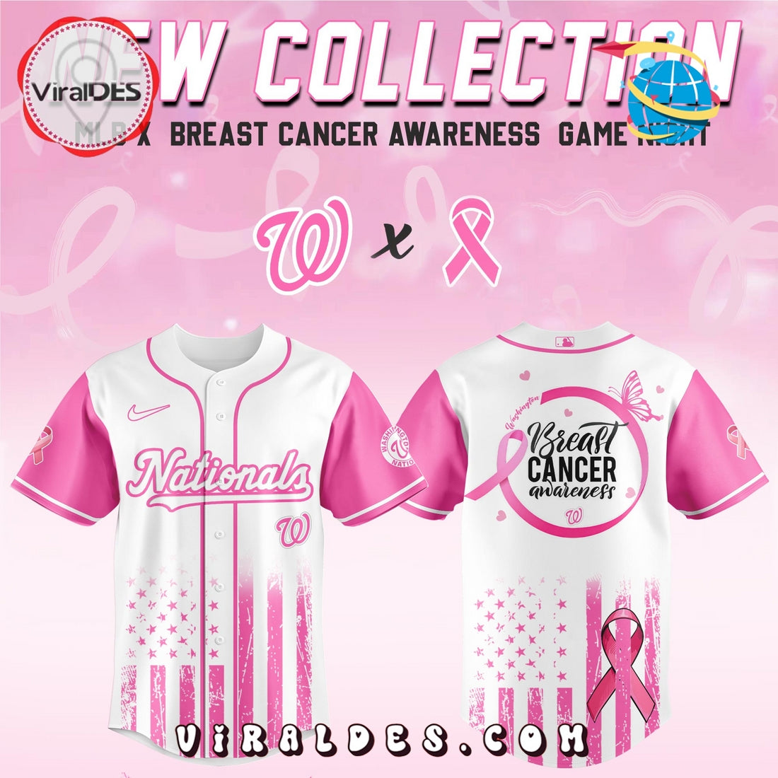 Washington Nationals x Breast Cancer Awareness Game Night Baseball Jersey